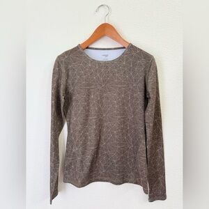 Danskin Now Olive Green Geometric Patterned Long Sleeve Sport Top Size Medium